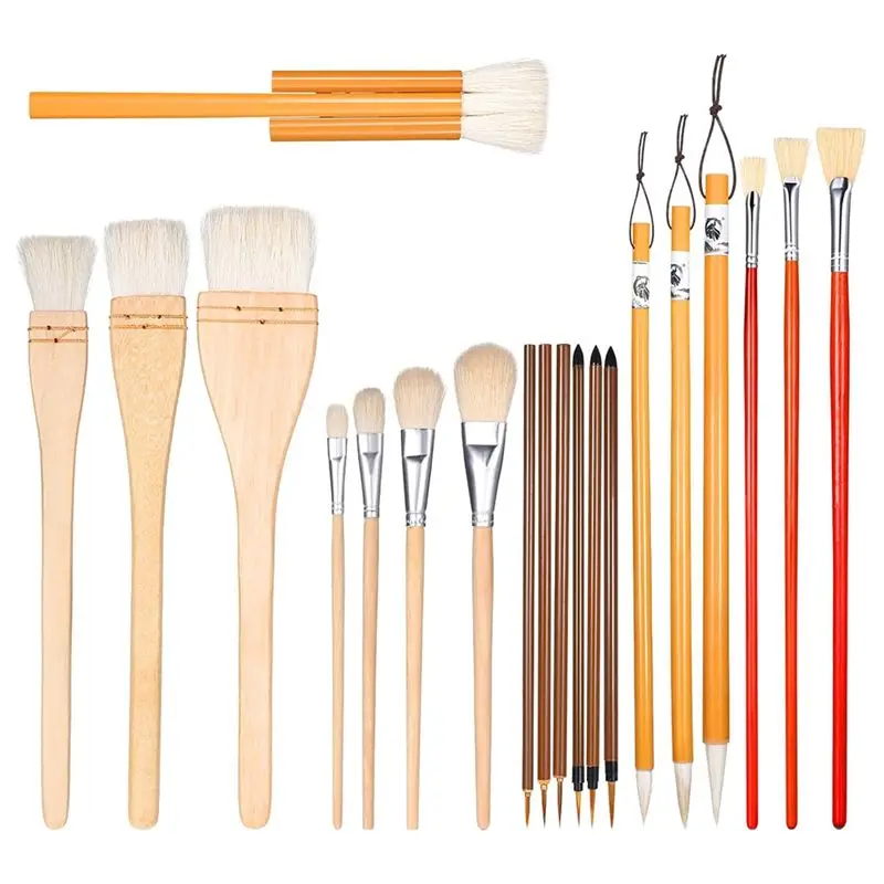 Glaze Brushes For Pottery Wool Bristle Art Paintbrushes For Acrylic Blending Watercolor For Artists Students