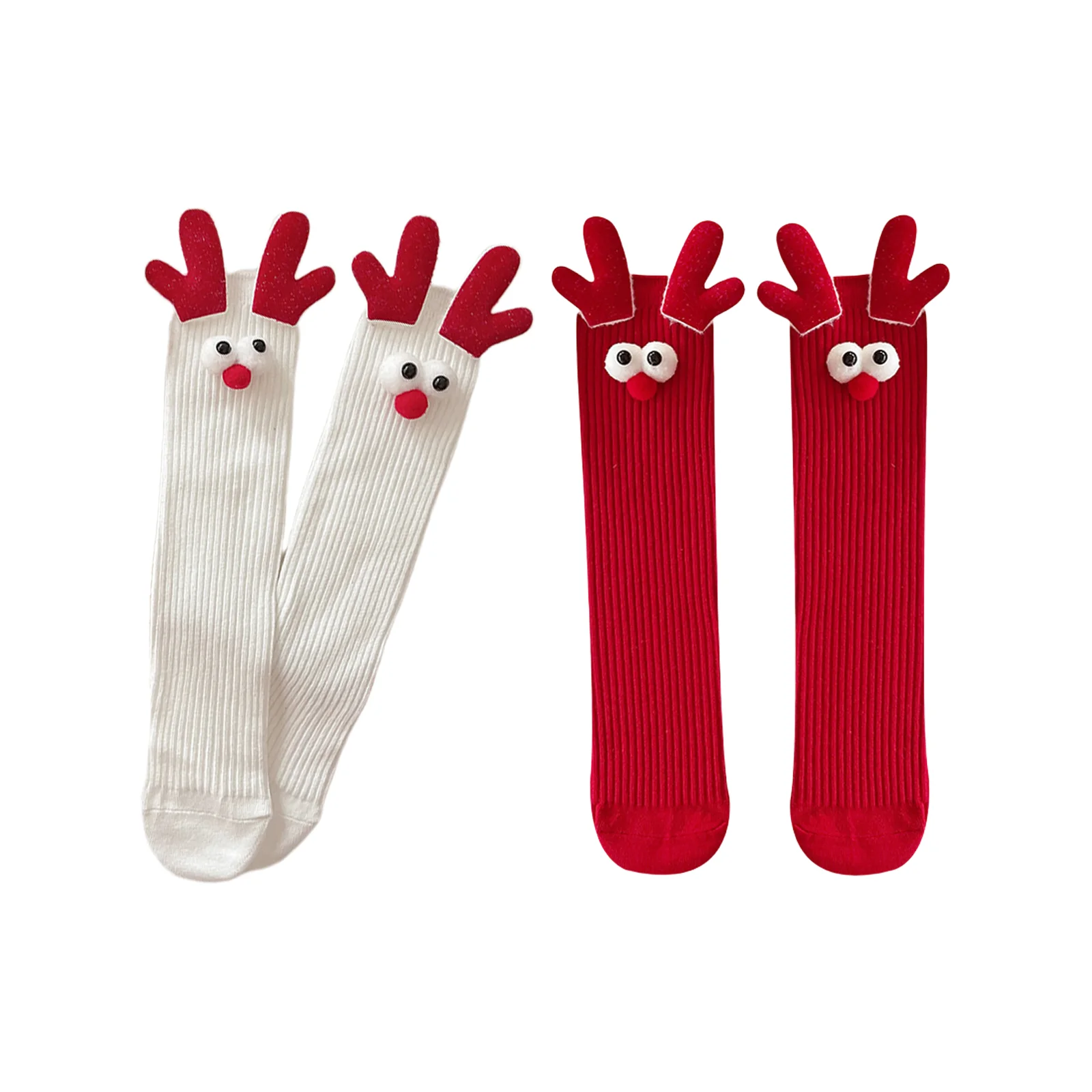 

1 pair of white + 1 pair of red 3D doll socks combination