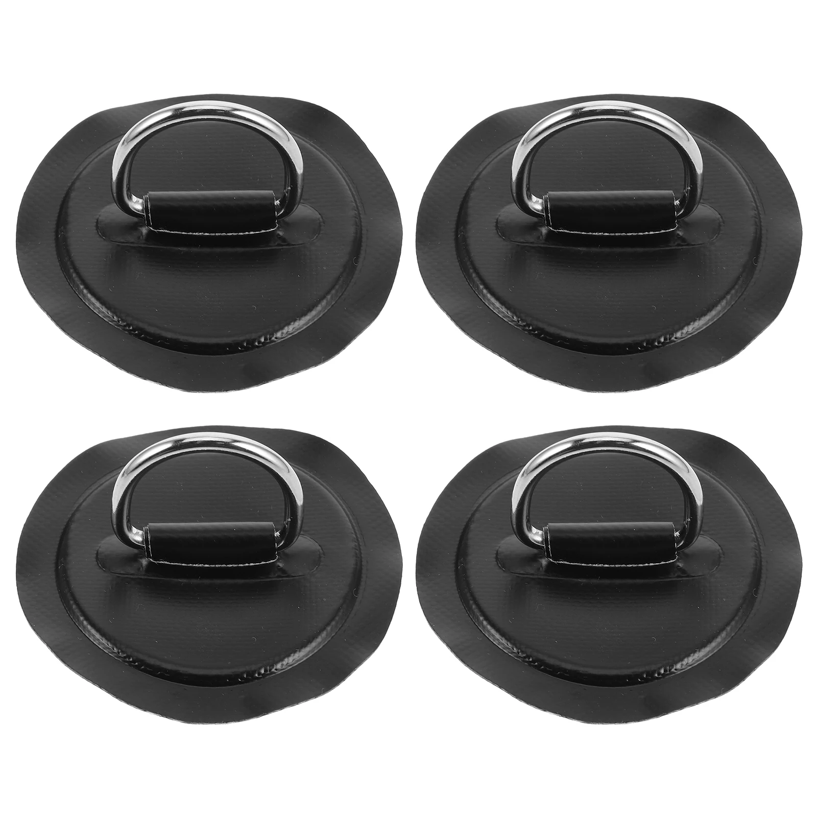 

4 Pcs Black PVC D-ring Patches for Inflatable Kayak Paddle Boards Storage Round Shape Stainless Steel Boat Accessories
