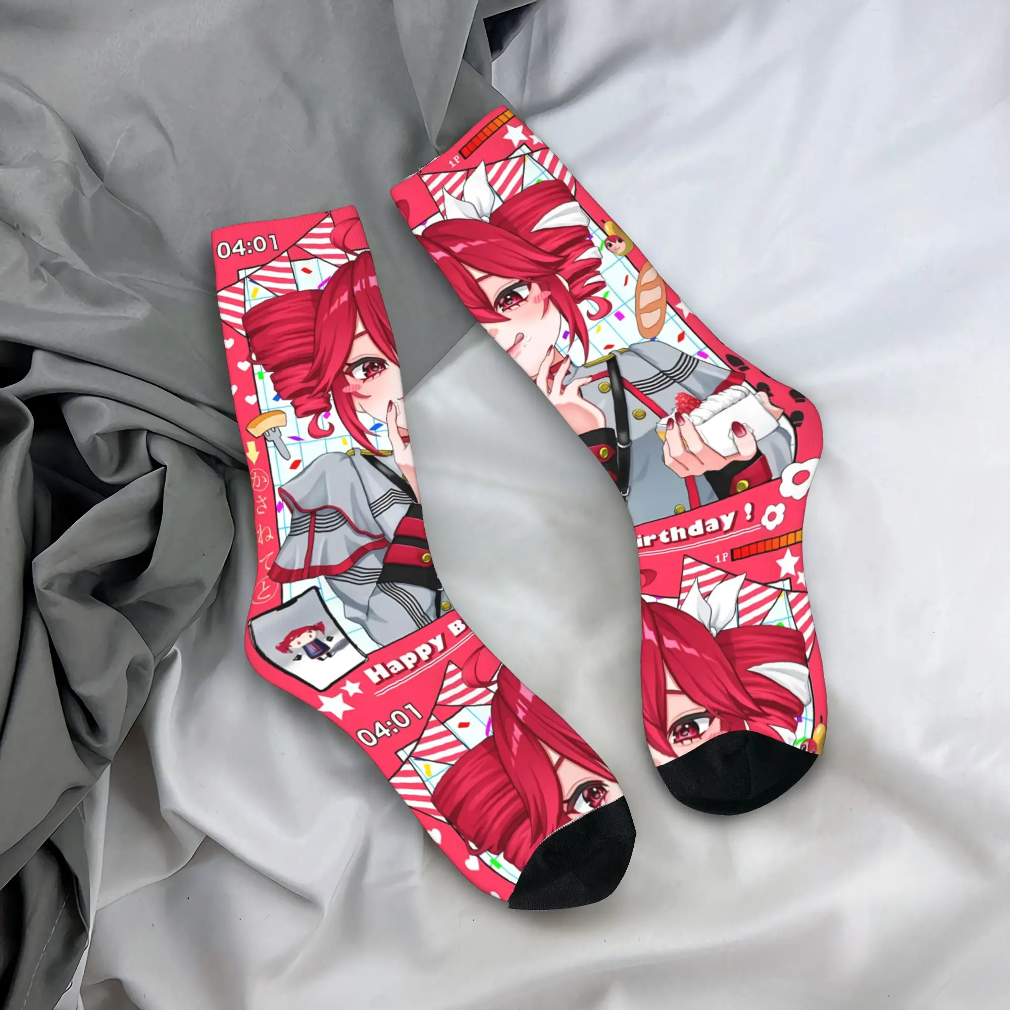 Kasane Teto Cheer Portrait Cute Socks Korean Stockings Unisex Men Medium Soft Outdoor Sports Socks AutumnAnti Sweat Socks
