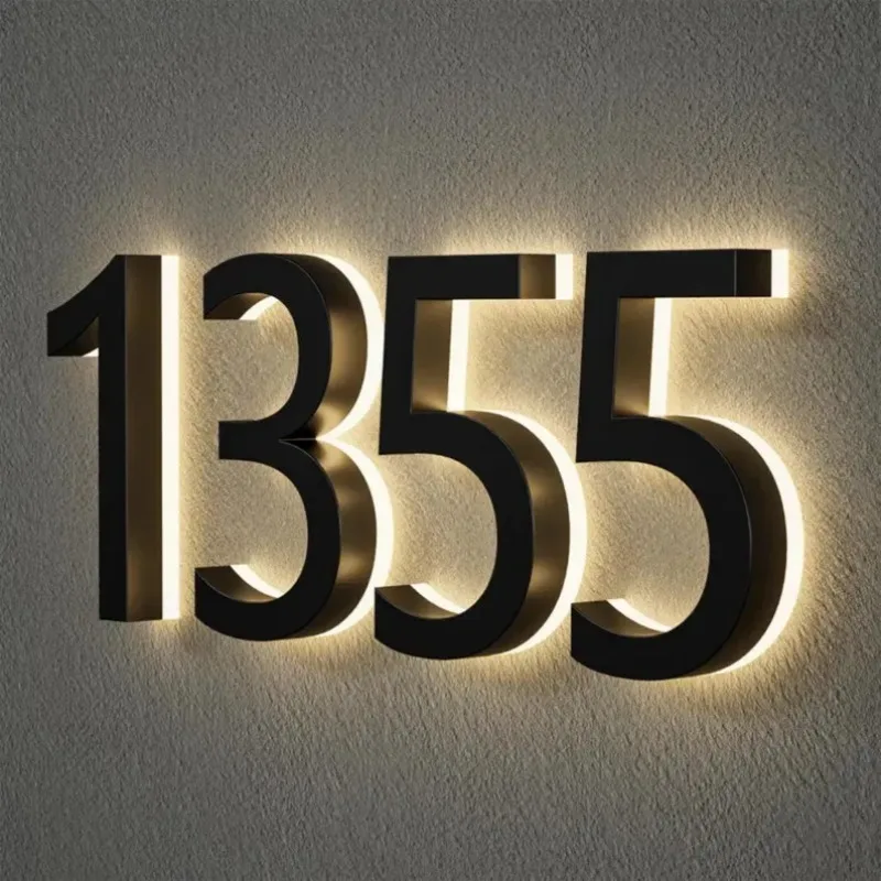 

Metal illuminated Led House Numbers Light Outdoor Waterproof Home Hotel Door Plates stainless steel Sign Address