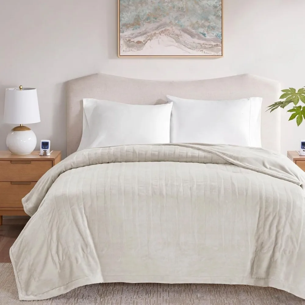 

Электрическое одеяло с подогревом для холодной погоды, быстрый нагрев, автоматическое отключение (слоновая кость, королева)