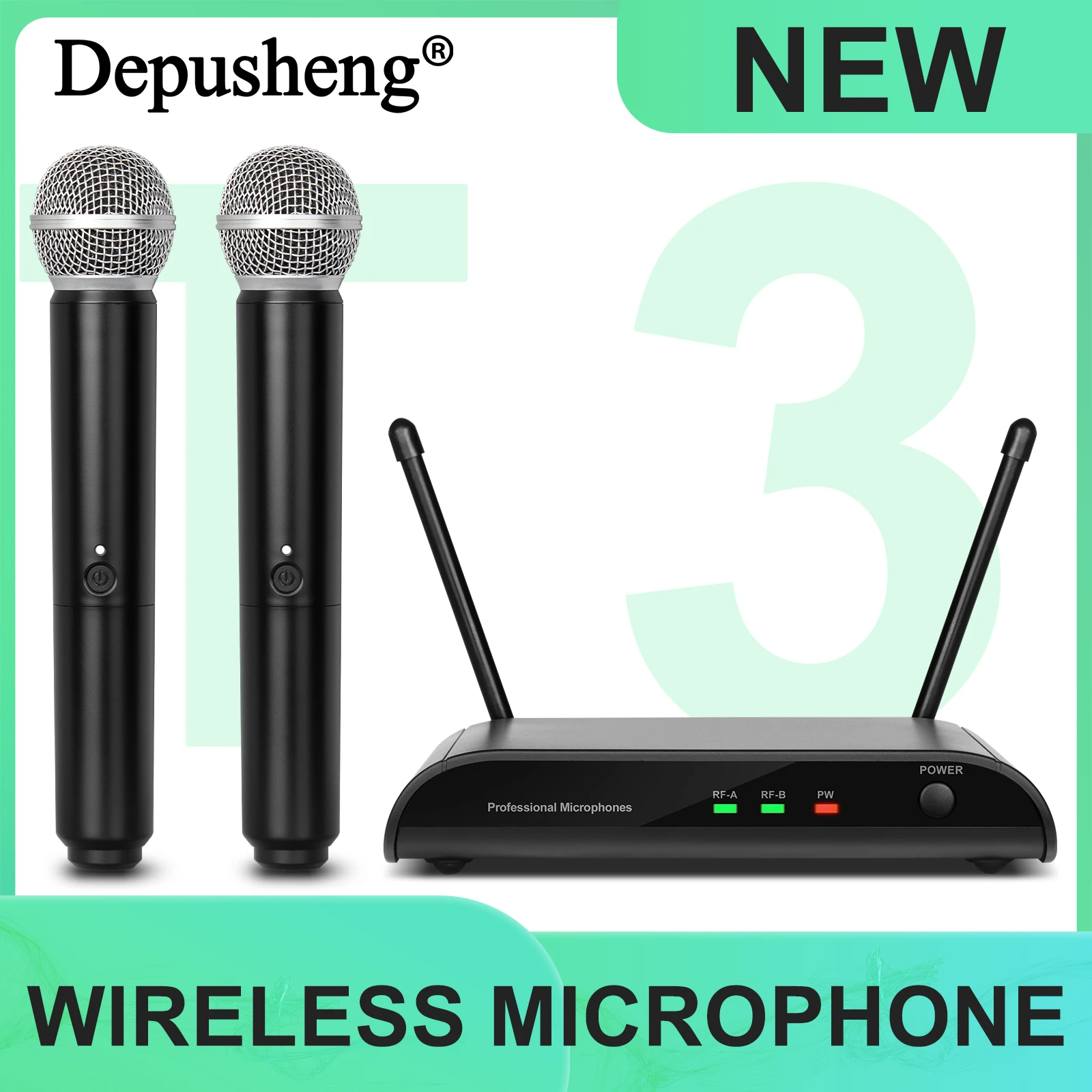 depusheng-2-channel-wireless-handheld-microphone-t3-dynamic-suitable-for-stage-karaoke-portable-mic-system