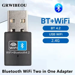 GRWIBEOU-adaptador inalámbrico compatible con Bluetooth 150, 4,2 Mbps, WiFi, USB, 2,4G, V4.2, Dongle, tarjeta de red para ordenador portátil, PC y Escritorio