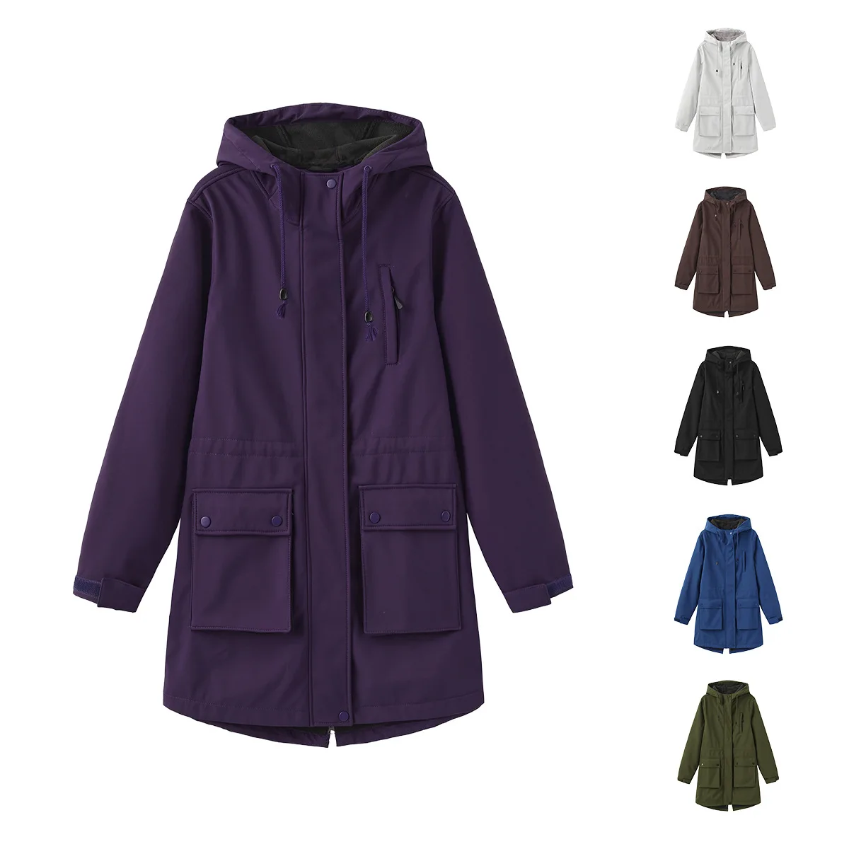 

Waterproof Autumn Women's Mountaineering Coat Solid Big Pockets Hooded Loosse Female's Jacket Windproof Thermal outwear For Lady