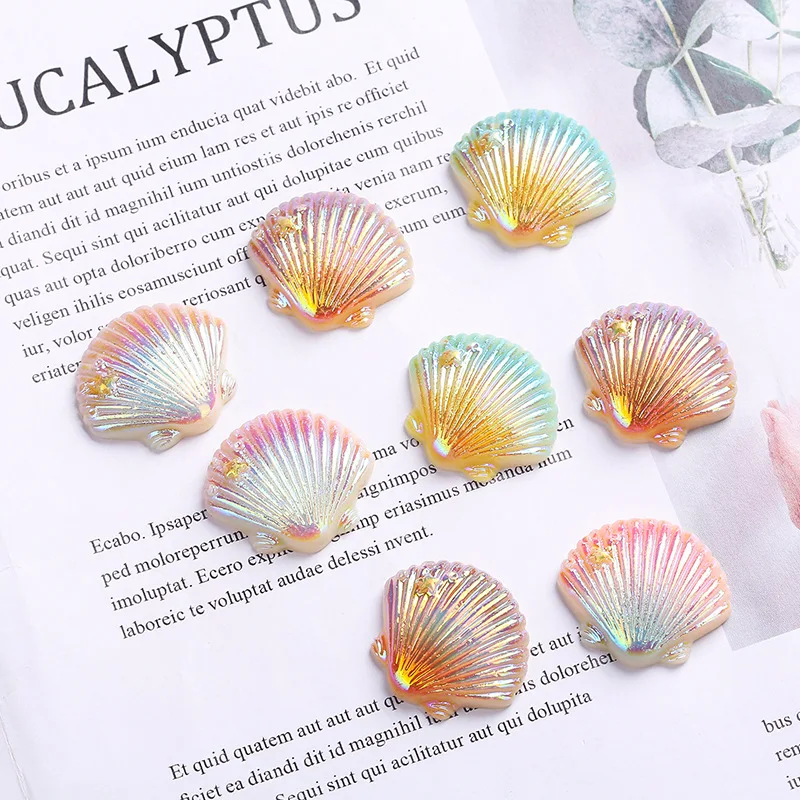 10Pcs/Set Resin Simulation Sea Shell For DIY Hairpin Phone Shell Craft Mini Figurines Miniature Shells Micro Landscape Ornament