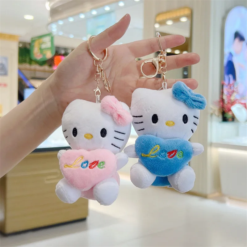 Nowy 11cm Sanrio Hello Kitty pluszowa lalka brelok Kawaii wisiorek Cartoon Heartfelt Kitty pluszowa lalka plecak wisiorek zabawka dziewczyna