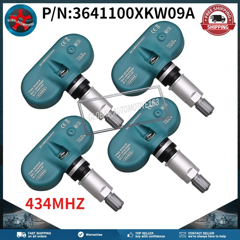 

SET of 4 For Great Wall M4 Wingle 5 6 7 Haval H5 Classics H9 M2 3641100XKW09A 434MHZ TPMS Sensor Tire Pressure Monitor Systems