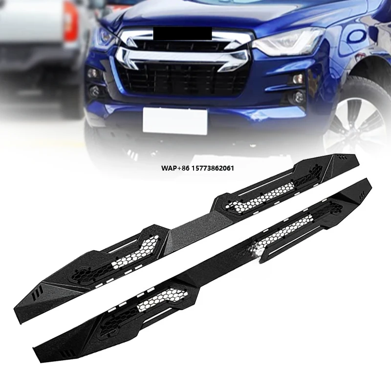

For Isuzu Pickup Truck Side Step Black Carbon Steel Hollow Side Step Nerf Bar Heavy Duty Fixed Running Board D-MAX 2015-2020