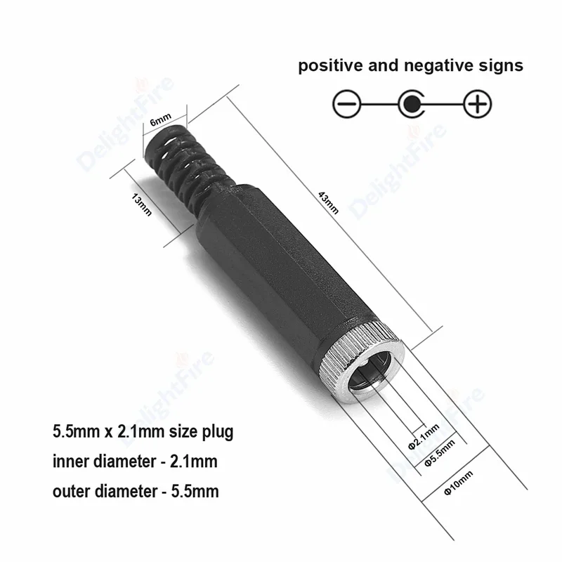 1/5/10pcs DC Male Female Power Plug 5.5mm 2.1mm Jack Socket Adapter Connectors Set for LED Strip Light DIY Projects Connector