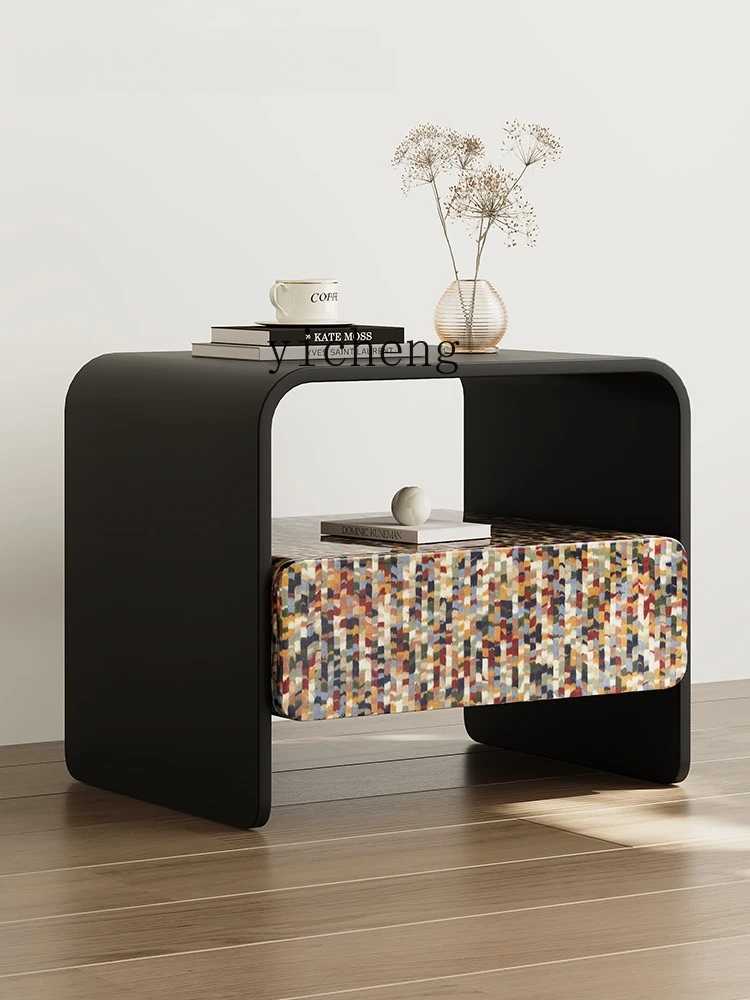 

LSL bedside table Bedroom Italian minimalist bedside table Rainbow mosaic storage cabinet simple
