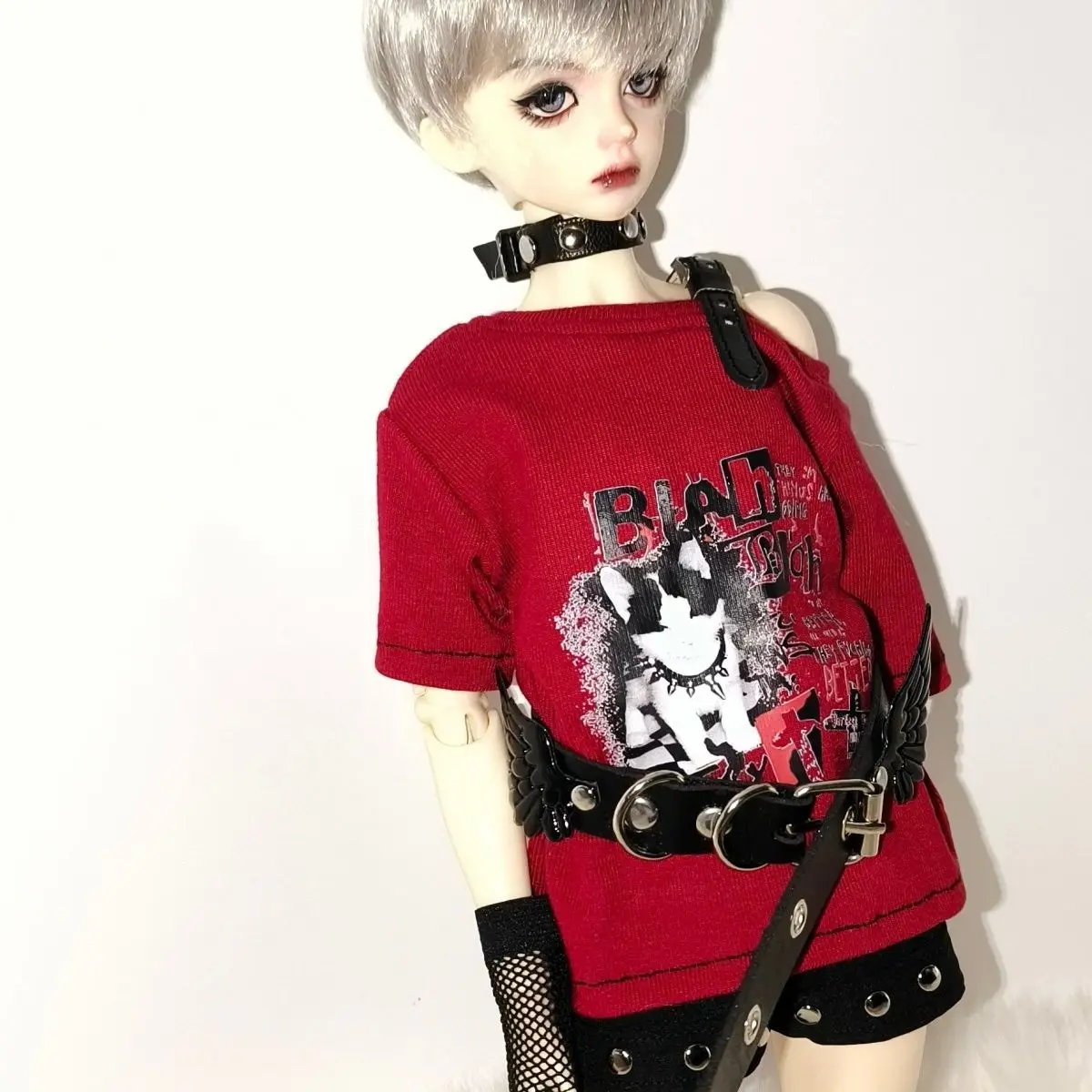 1/4 1/6 roupas de boneca terno top + shorts + capas de perna + cinto + colar para 45/30cm boneca bjd vestir-se brinquedos de menina acessórios de boneca, sem boneca