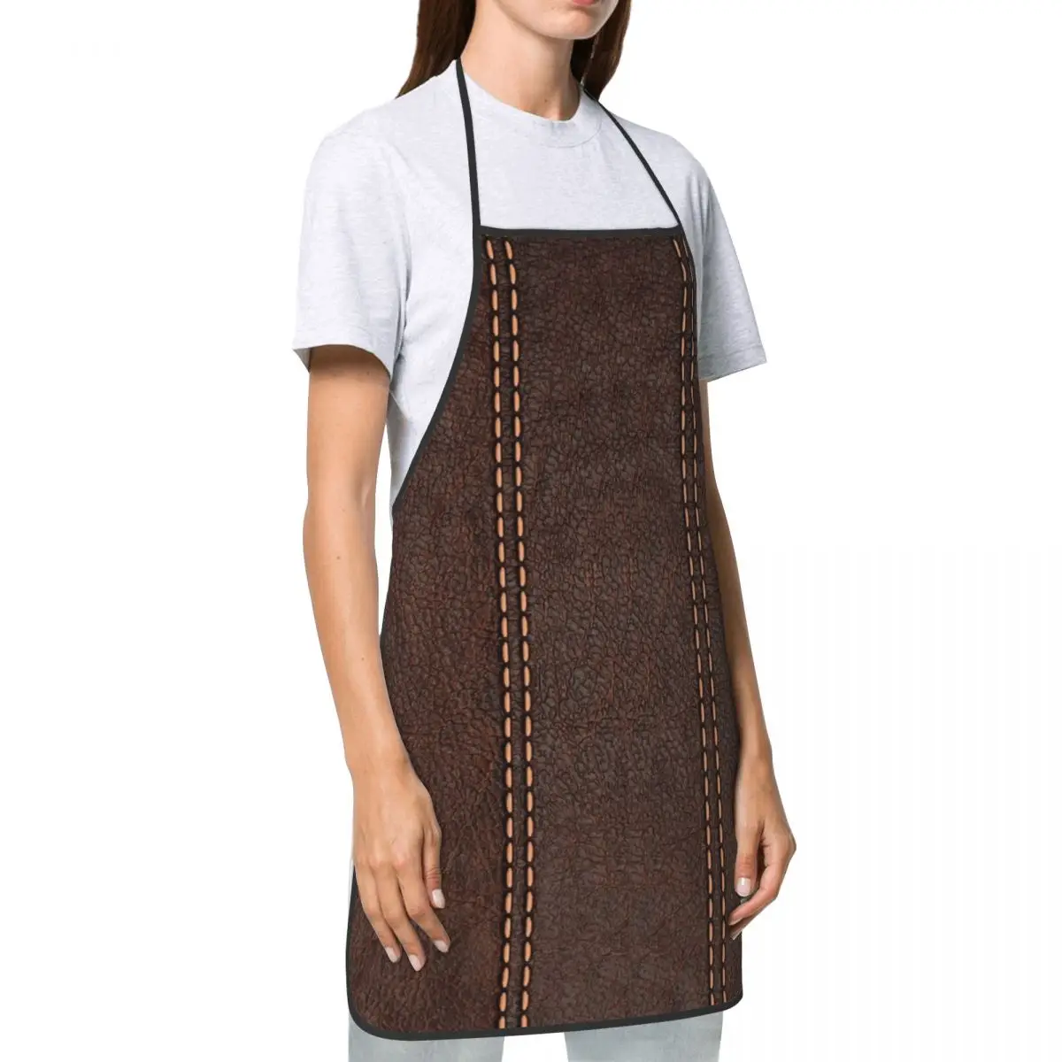 Vintage Leather Textures Print Apron for Men Women Unisex Adult Chef Kitchen Cooking Medieval Style Tablier Cuisine Painting