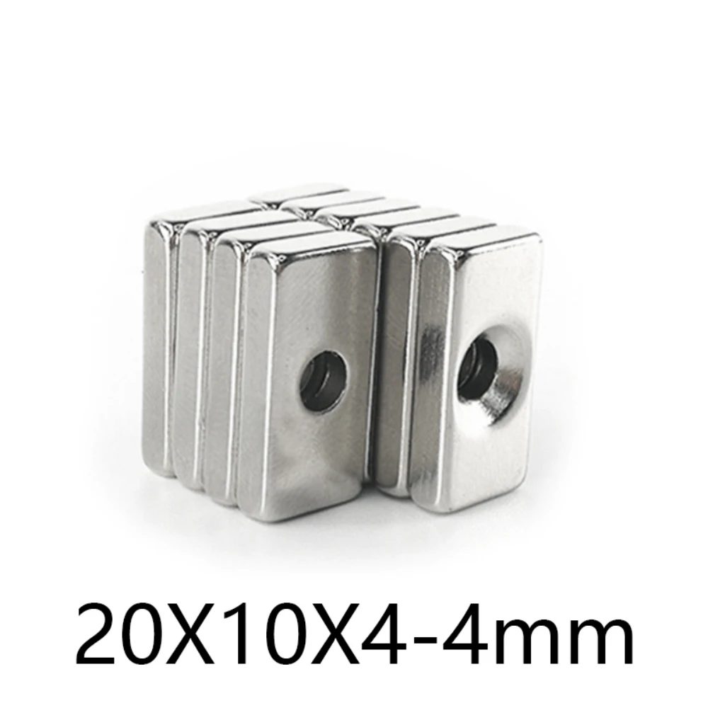 5PCS 20x10x4-4 Powerful Block Magnetic Countersunk Hole 4mm Permanent Magnet 20x10x4-4mm Neodymium Magnets 20*10*4-4mm