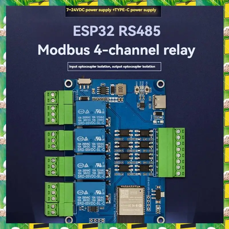 3C Electron ESP32 RS485 Modbus 4 Channel Relay Module 7-24V TYPE-C Built-In CH340 With WIFI Bluetooth Support Modbus,ESP32 RS485