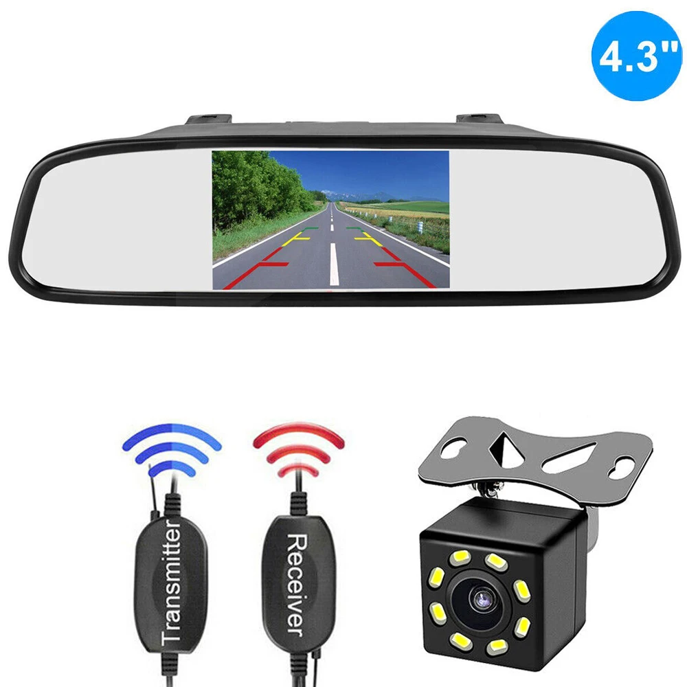 

Bileeko 4.3" Mirror Monitor Wireless Car Backup Camera Rear View System Night Vision