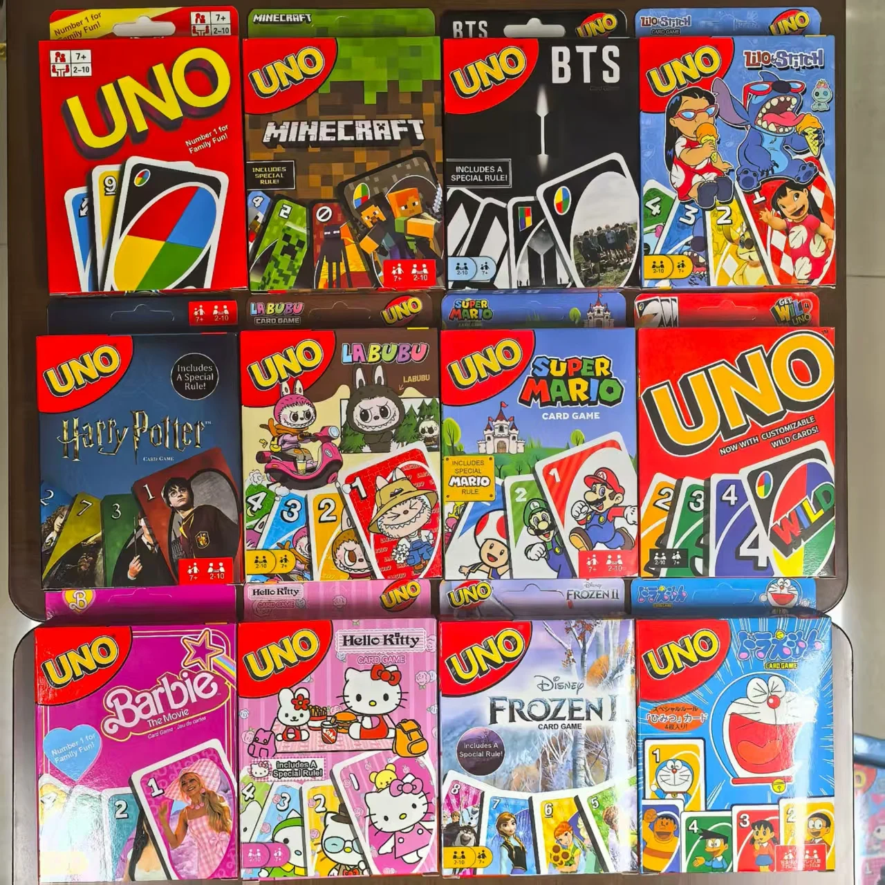 Juegos Mattel UNO Minecraft Stitch Harry Potter Mario LABUBU Barbie Hello Kitty UNO Juegos Multijugador Juego de póker Regalos
