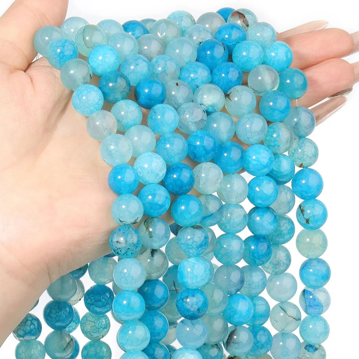 4/6/8/10mm Blue Dragon Vein Agate Stone Bead Round Loose Spacer Bead Charms Jewelry Make DIY Earring Necklace Bracelet Accessory