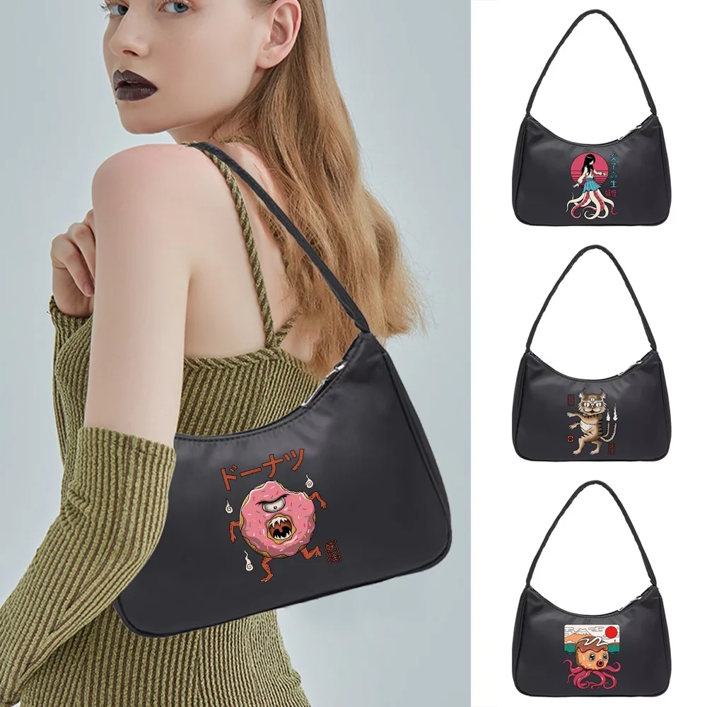 

Women Armpit Shoulder Bag Summer Cute Monster Print Underarm Bags Fashion Casual Ladies Shopping Zipper Handbags Purse Clutch