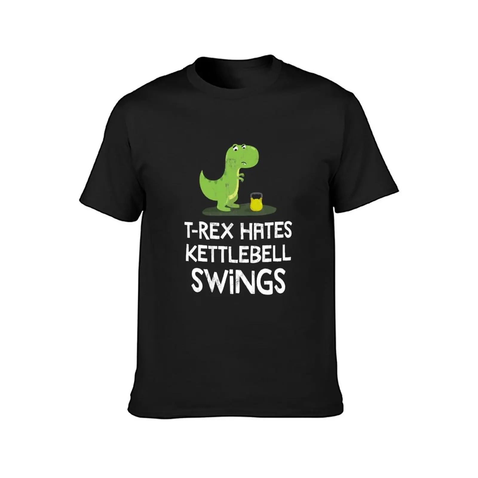 Rex Hates Kettlebell Swings Funny Gym Dinosaur Design T-Shirt customs summer top oversized mens cotton t shirts