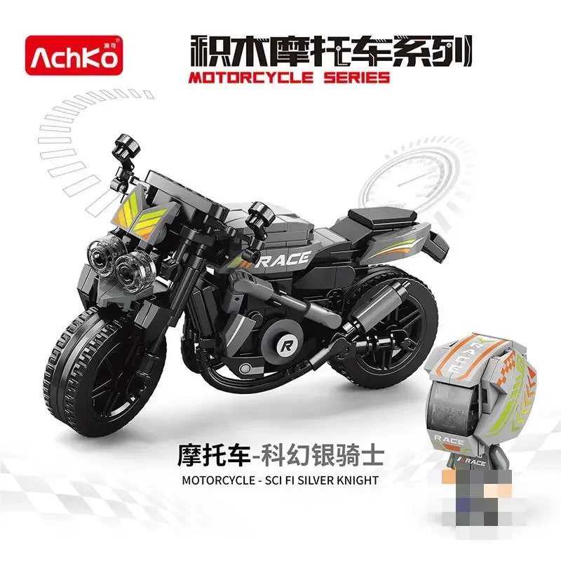 2023  City Motorcycle Model Building Blocks Speed Racing Car Moto Vehicle MOC Motorbike Bricks Kits Toys For Children Gifts