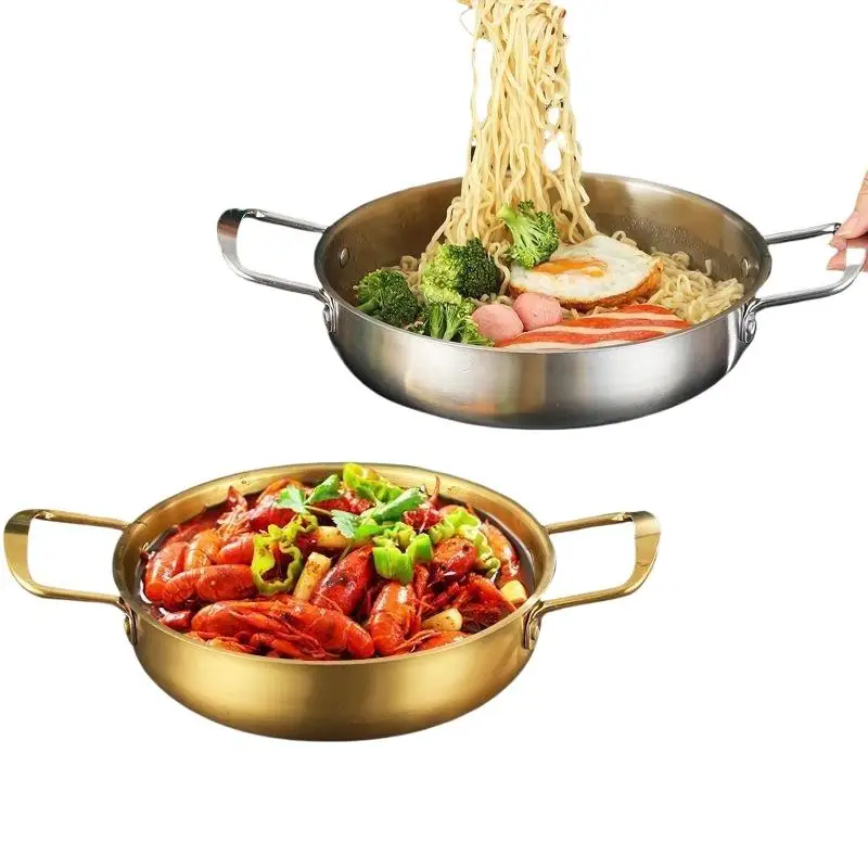Stainless Steel Hot Pot With Double Handles Food Grade Perfect For Cooking Ramen Seafood Home Restaurant Use