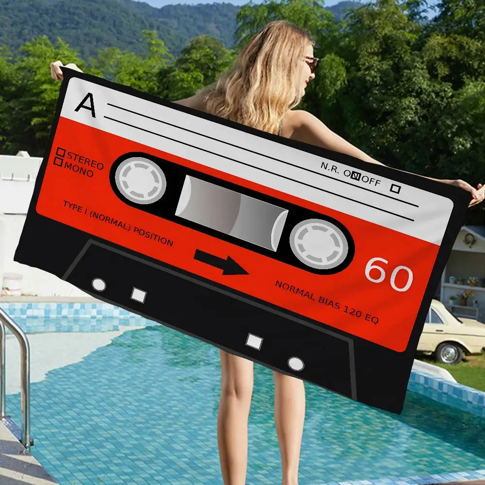 R-Retro-Cassette-Tape-Art Big Microfiber Beach Towels Quick Dry Towel Sand Beach Towels Pool Towel for Travel Swim Pool Yoga