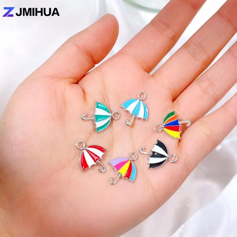 20pcs/lot Metal Enamel Cute Umbrella Charms For Jewelry Making Earrings Pendant Necklaces Bracelets DIY Handmade Accessories