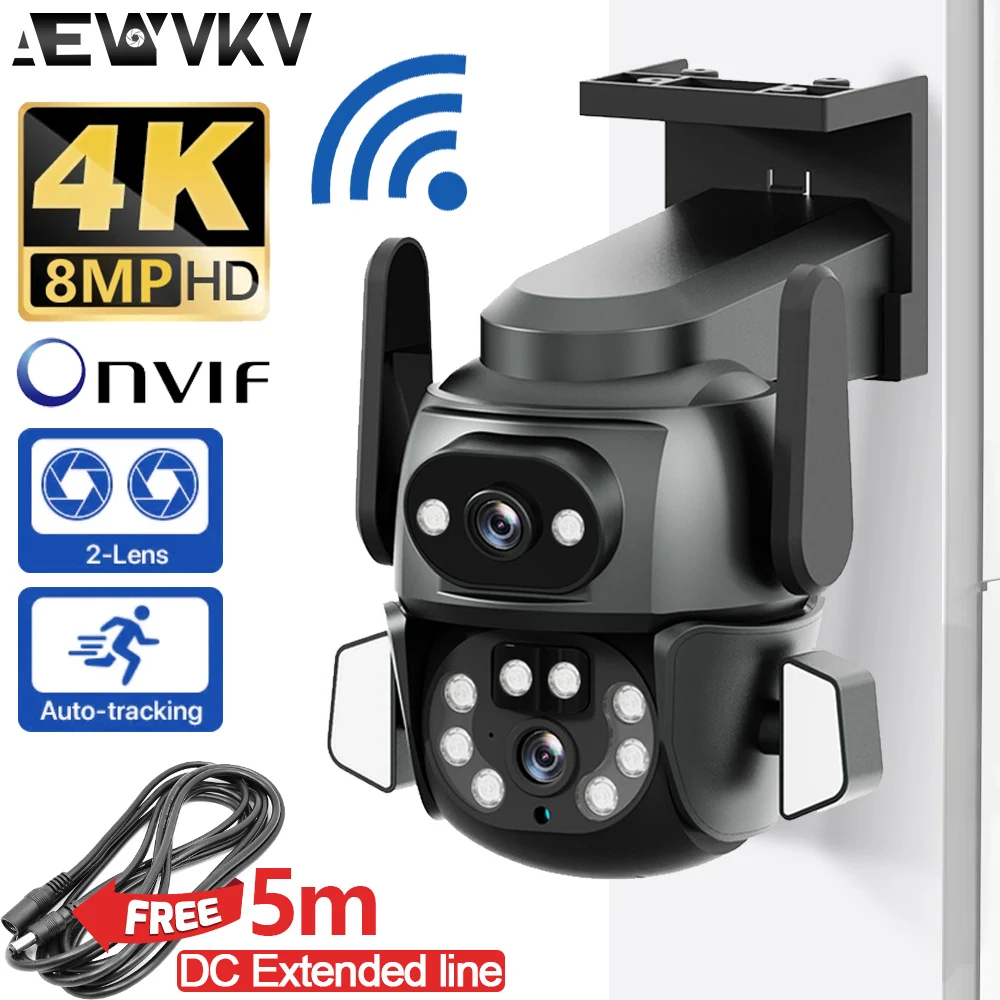 

8MP PTZ Wifi Camera Outdoor Night Vision Dual Screen Human Detection Security Protection CCTV Surveillance IP Camera