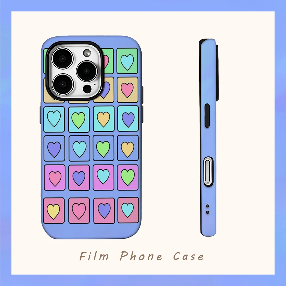Herz-Quadrat-Puzzle-Handyhülle für iPhone 16 15 14 13 12 11 X XS XR XSMAX 7 8 Pro Max Plus Doppelschichtige Rückseite