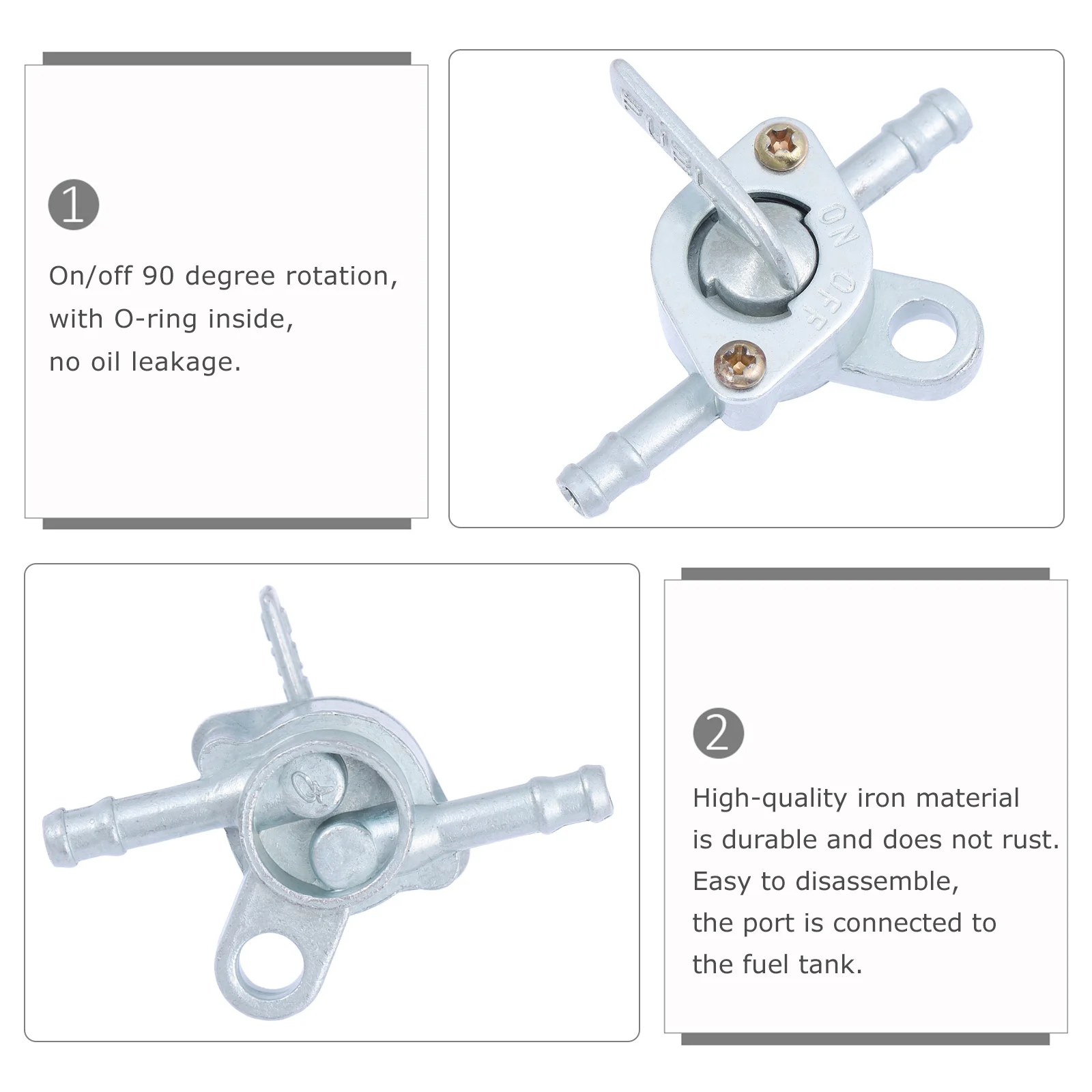 

2Pcs Fuel Shutoff Valve Petcock Motorcycle Tap Iron on Off Generator Gas Tank Replacement Oil Leak Proof Petcock