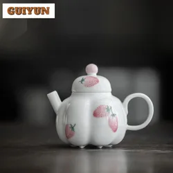 130ml Hand Drawn Strawberry Teapot Japanese Pumpkin Sketch Pot Chinese Tea Maker Kettle with Ball Hole Kung Fu Tea Cha Craft