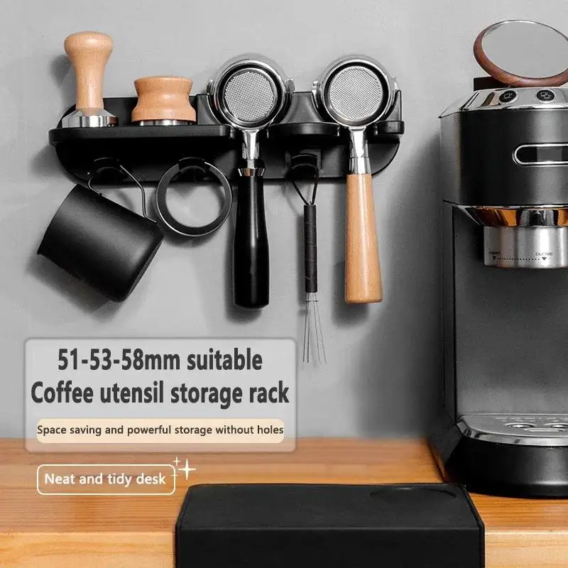 

51/54/58mm Wall Mount Coffee Set Storage Rack Punching Free Espresso Coffee Portafilters Holder Coffeeware Organizer Accessories