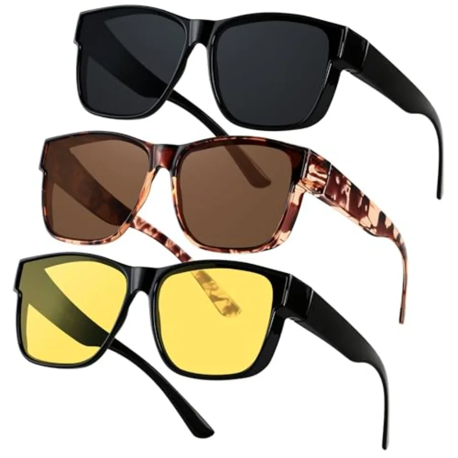 

Fit Over Glasses Polarized Sunglasses for Women Men Oversized Square Shades UV400 Protection