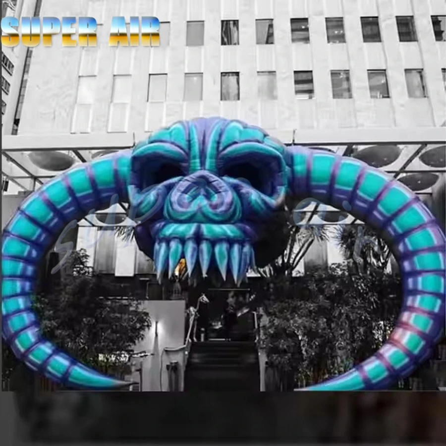Arco de esqueleto inflable personalizado para decoración de Halloween, juguete de aire para exteriores con soplador de aire para celebración