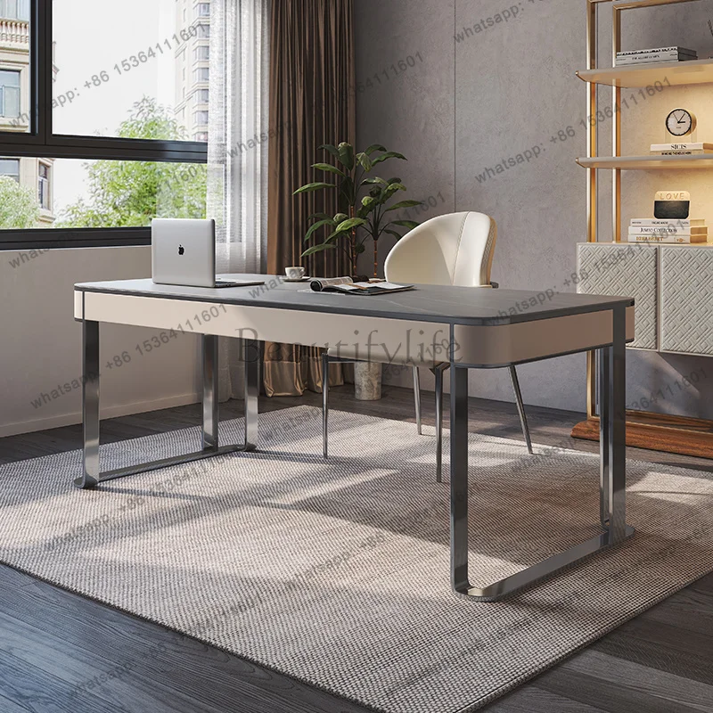 FG Modern Nordic Designer Office Desk Computer High Sence Rock Plate Office Desk Luxury Advance Office Furniture Bureau XYOD