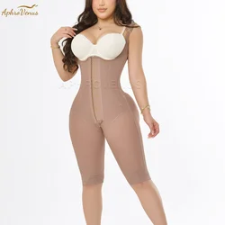 Fajas High Compression Body Shaper with Bones Fabric Abdominal Control Adjustable Shoulder Clasps and Buttock Butt Lifter