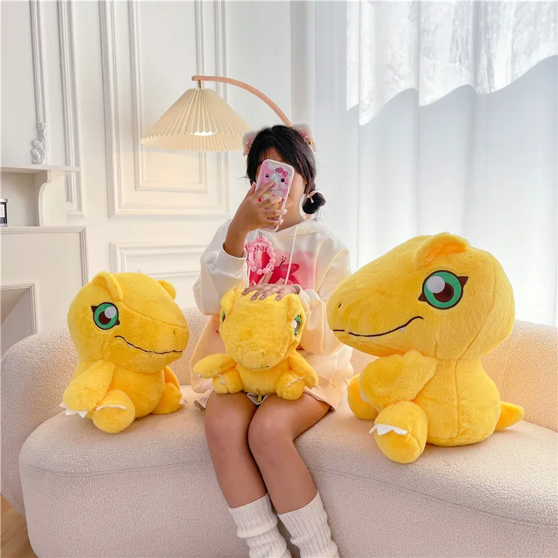 Aoger Digimon Creative Agumon Reversible Stuffed Plush Toy Lovely Anime Peripheral Accompany Doll Healing Gift For Birthday