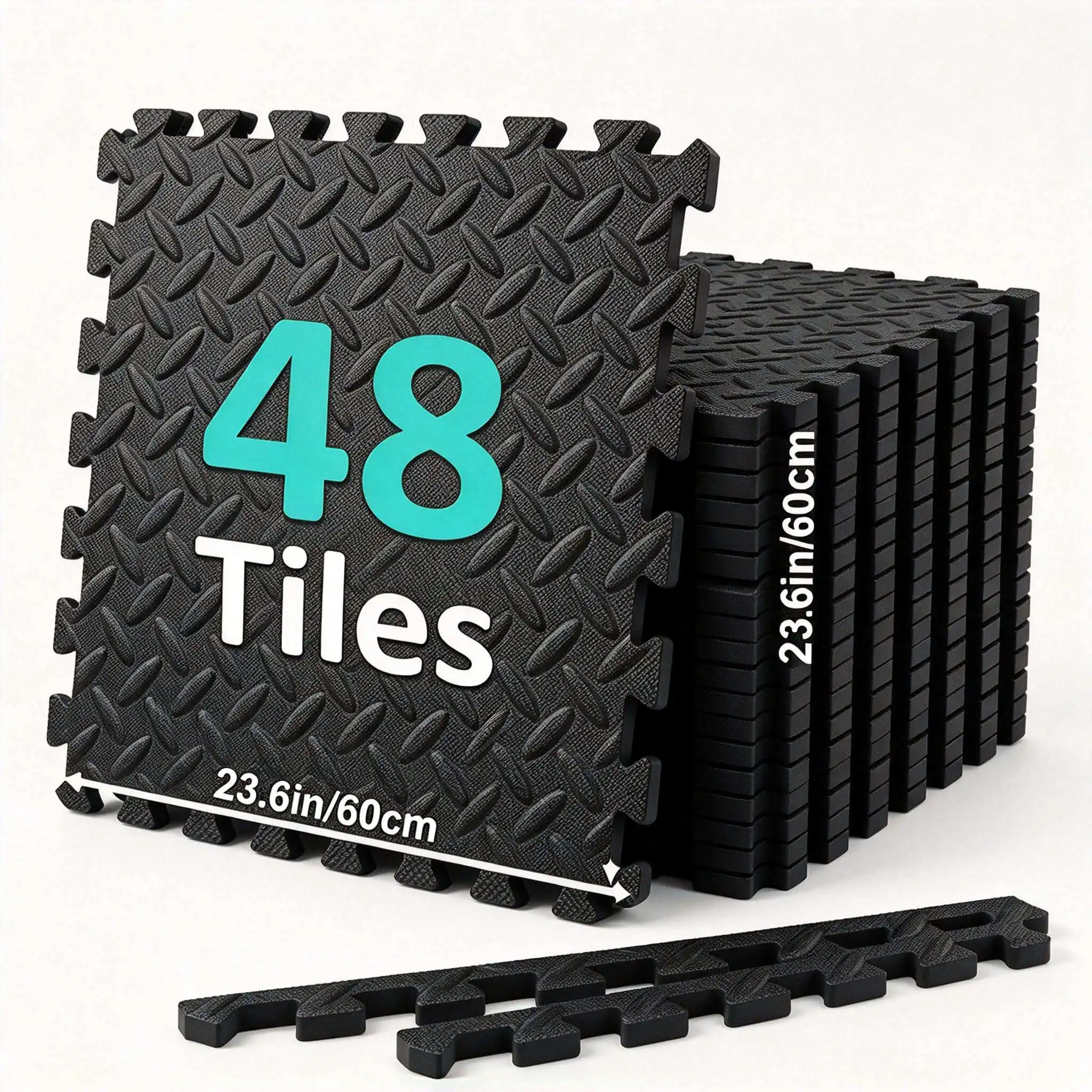 24/48pcs Interlocking Fitness Mats 24 Inches X 24 Inches Foam Floor Tiles Suitable for Home Gyms, Yoga, And Pilates
