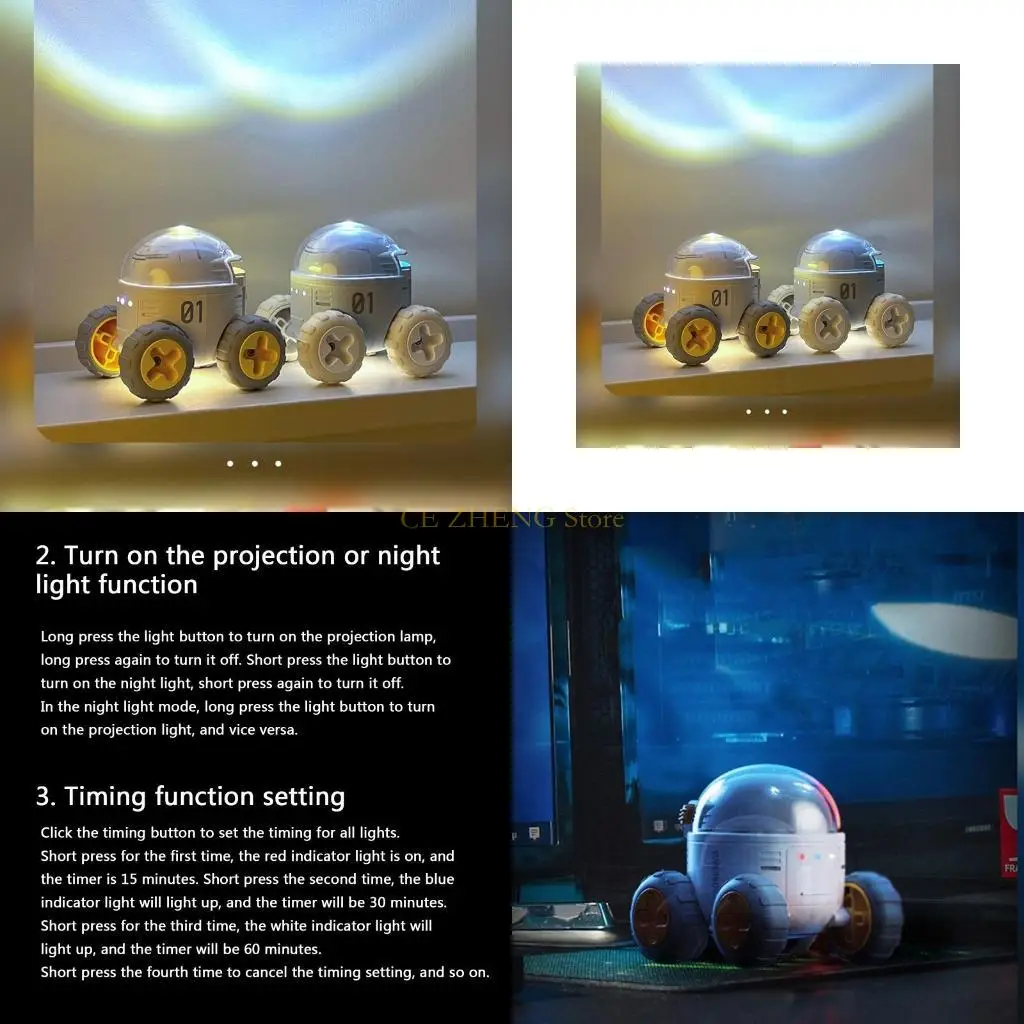 

E56B Star Projection Gifts for Boys Girls Projector Car with Timer Color Changing Night Light Baby Toy Birthday Party Decor
