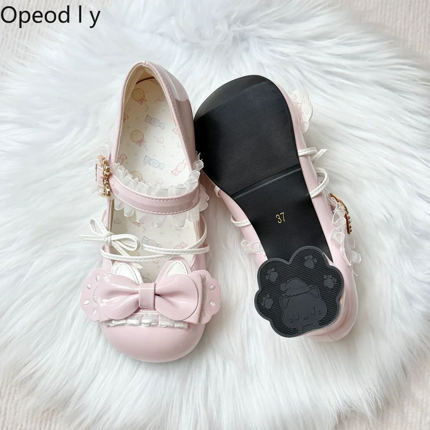 

Original Cute Cat Paw Special-shaped Middle Heel Lolita Shoes Round Head Single Temperament Princess Mary Jane Women's Shoes