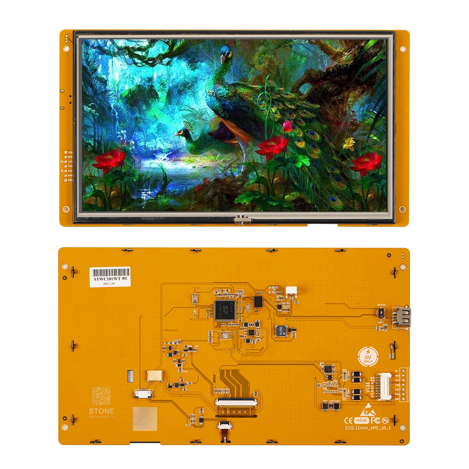 Smart LCD 10.1 Inch Touchscreen Support for Industrial Control System with 1024x600 Resolution