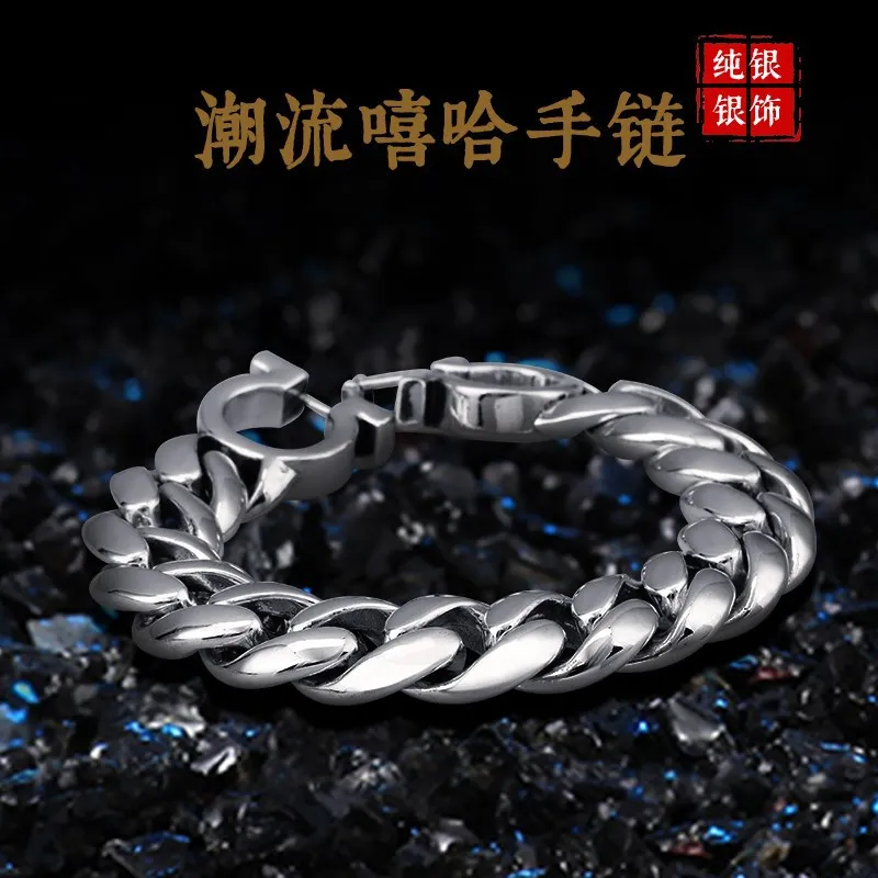 

Men's Bracelet, Men's Trendy, Single Personality, Punk Jewelry, 925 Silver, Hip Hop, Mighty, Praising, Trendy Handpiece