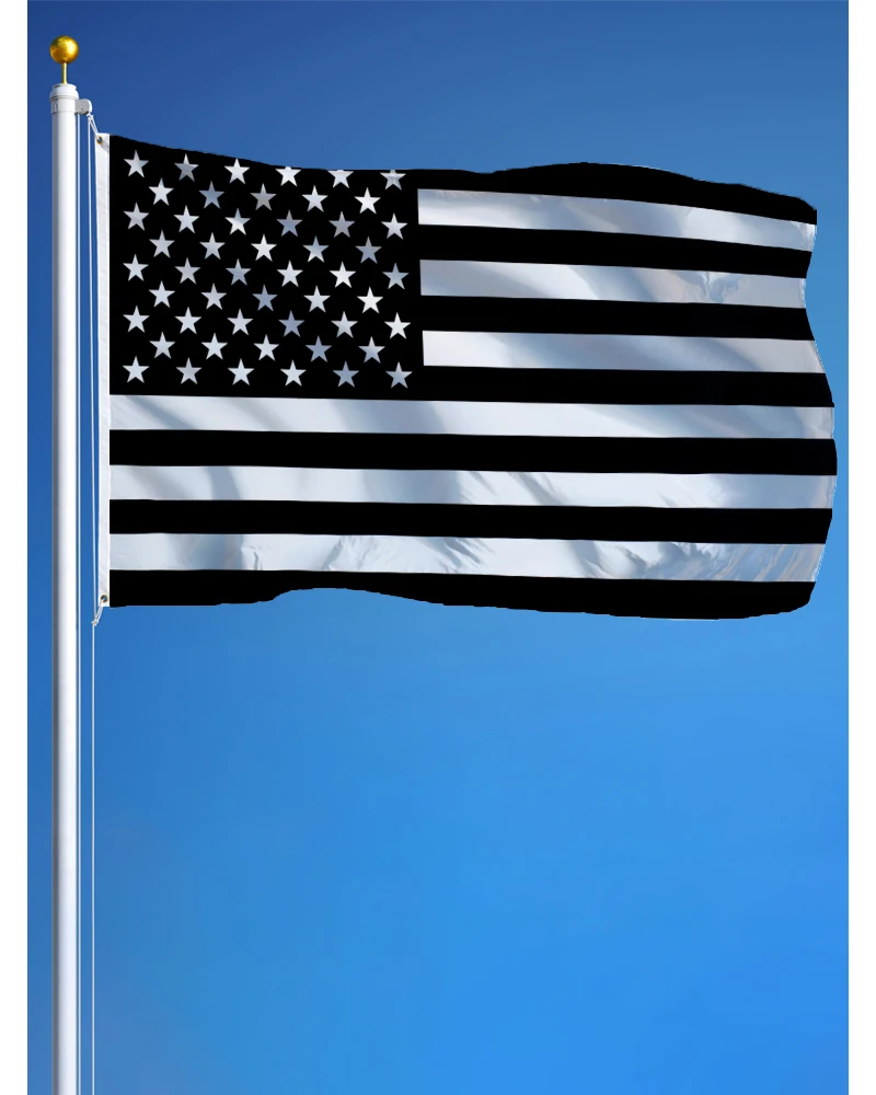 Bandera americana blanca y negra de 3x5 pies Banderas americanas de colores vivos y a prueba de decoloración Poliéster con ojales de latón 3 x 5 pies