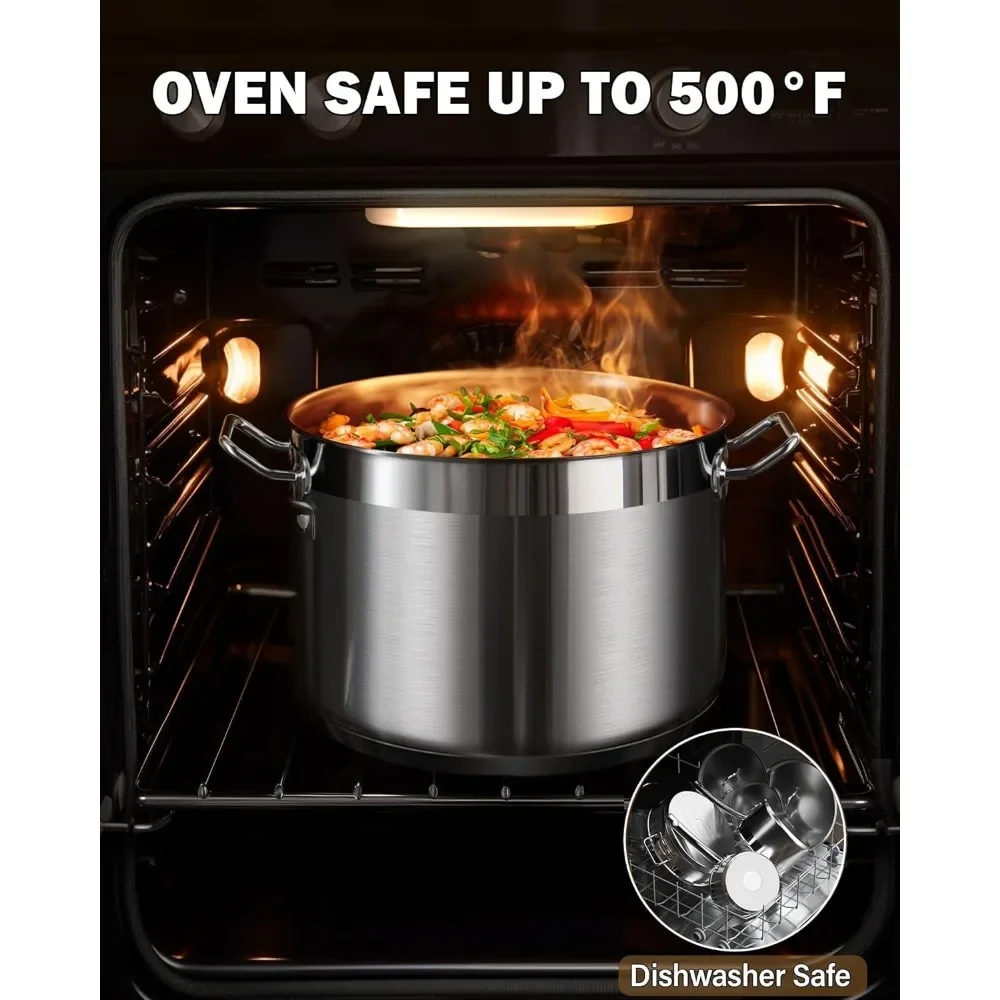 # l Kitchen Cookware Sets Stainless Steel, Professional Pots and Pans Include Saucepan, Sauté Pan, Stockpot with Lids
