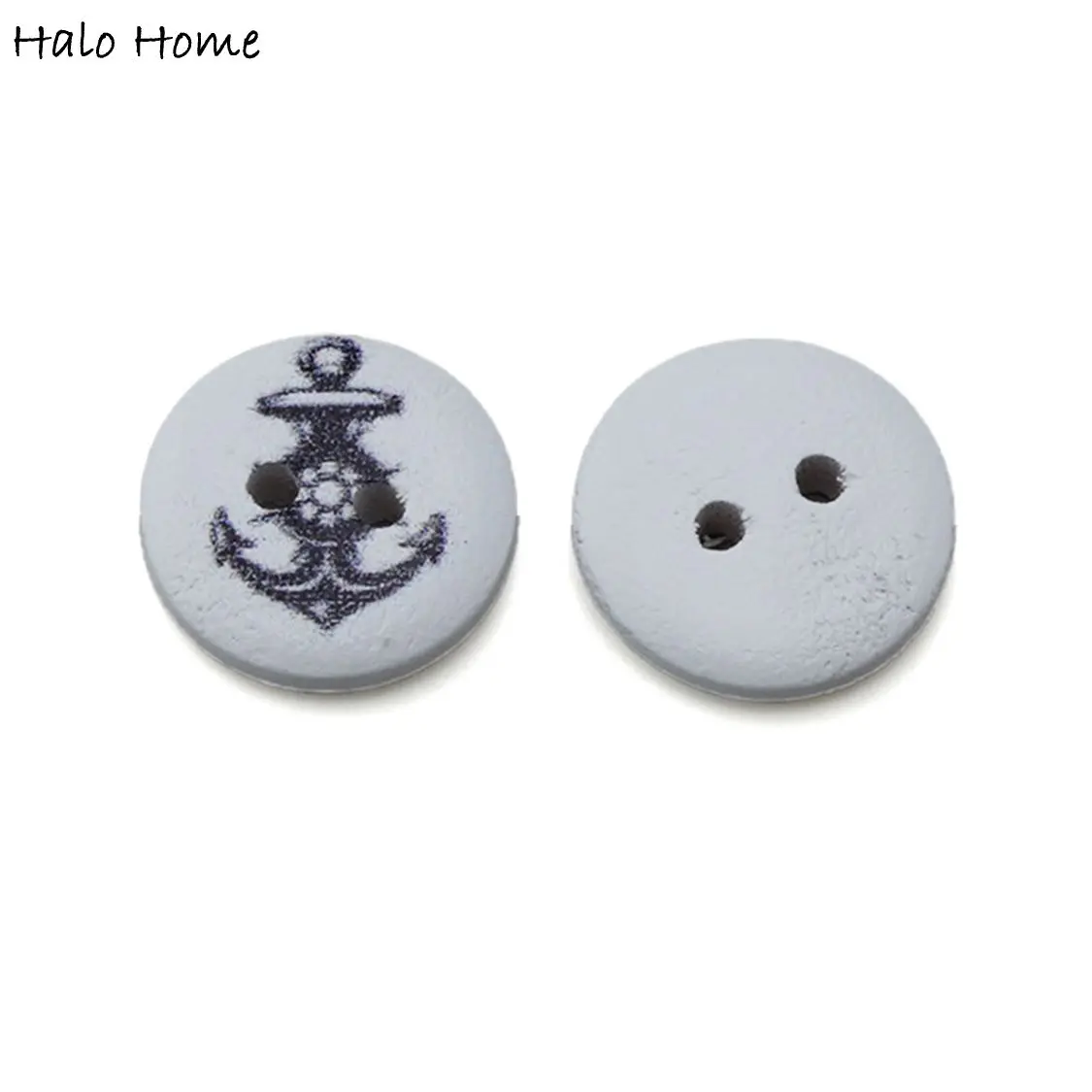 50pcs Ocean Navigation Theme Round Wooden Buttons Sewing Scrapbook Clothing Gifts Crafts Handwork Accessories 15mm