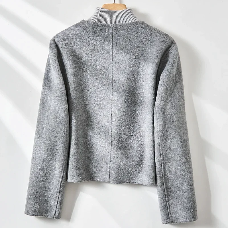 

Temperament wool, Xiaoxiangfeng jacket for women's new round neck double-sided short jacket for women