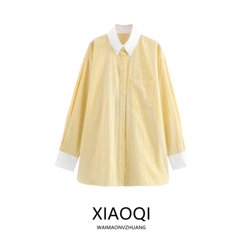 

Spring 2025 Women's Faionable Loose Fit Long Sve Silk Cotton Drapey oulder irt Versatile Casual Ele Sle 3067025