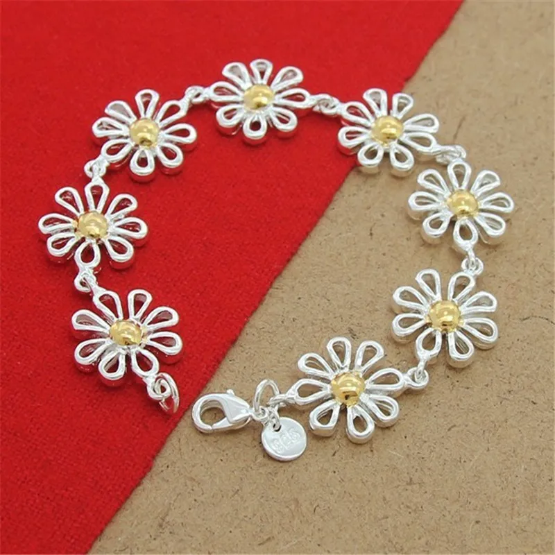 

2025 New Fashion 925 Sterling Silver Bracelet Beautiful Daisy Bracelet Woman Jewelry Party Wedding Gifts