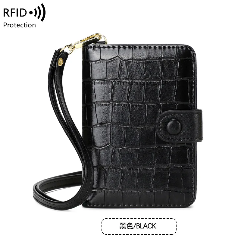 Crocodile Pattern RFID Blocking PU Leather Women Wallet Multifunction Detachable Long strap Passport Bag Purse for Ladies